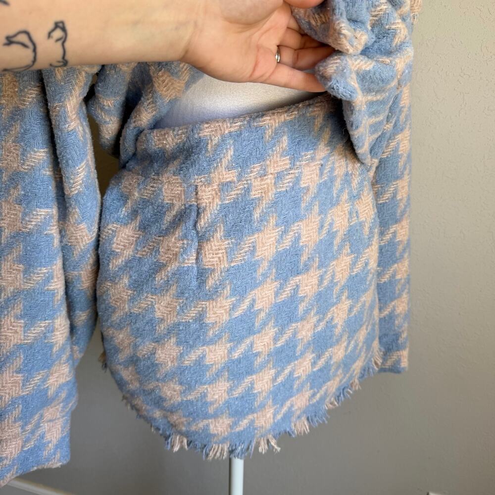 Storets Lori Houndstooth 2 Piece Set Sky Blue Pink Wool Cardigan Skirt Womens M - Picture 7 of 10
